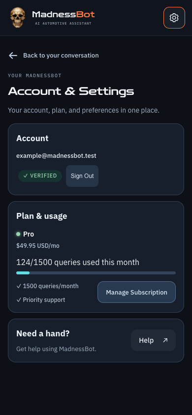 Your account, out of the workspace.